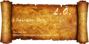 Lőwinger Örs névjegykártya
